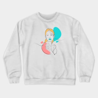 Shy Woman in Lineart Crewneck Sweatshirt